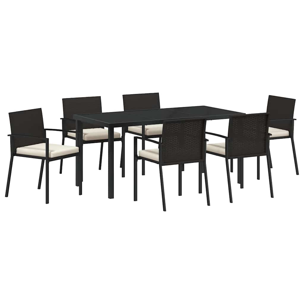 Hage Spisegruppe 7 pcs Svart Pulverlakkert stål