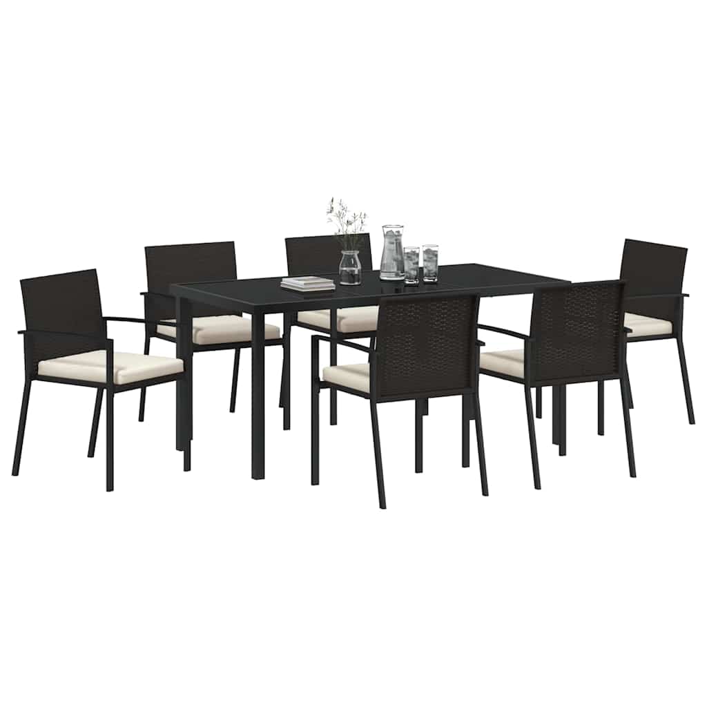 Hage Spisegruppe 7 pcs Svart Pulverlakkert stål
