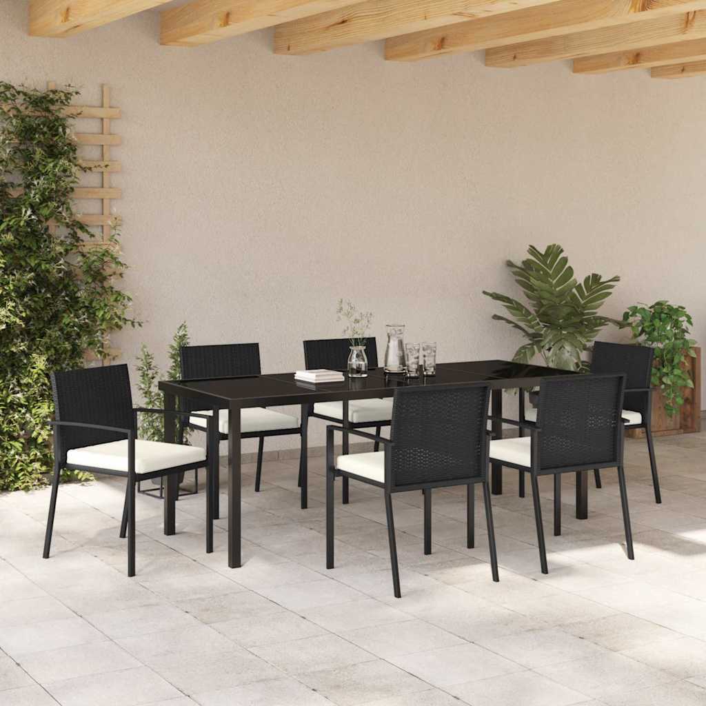 Hage Spisegruppe 7 pcs Svart Pulverlakkert stål