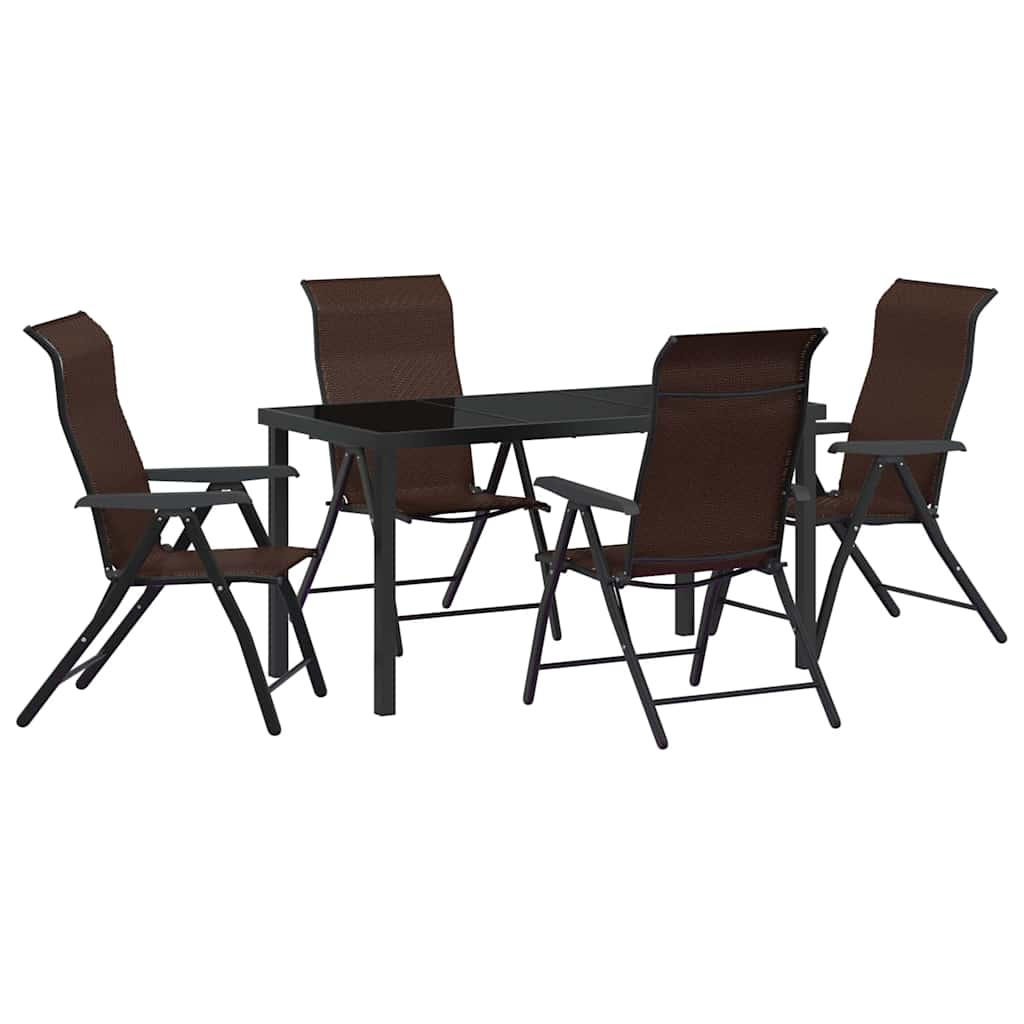 Hage Spisegruppe 5 pcs Brun Pulverlakkert stål