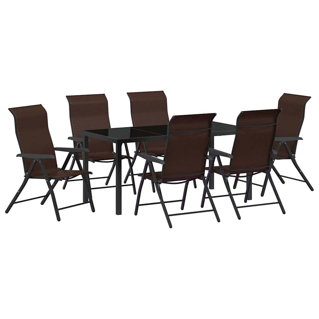 Hage Spisegruppe 7 pcs Brun Pulverlakkert stål