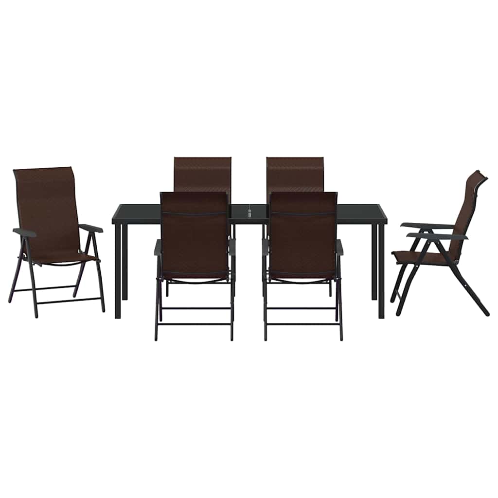 Hage Spisegruppe 7 pcs Brun Pulverlakkert stål