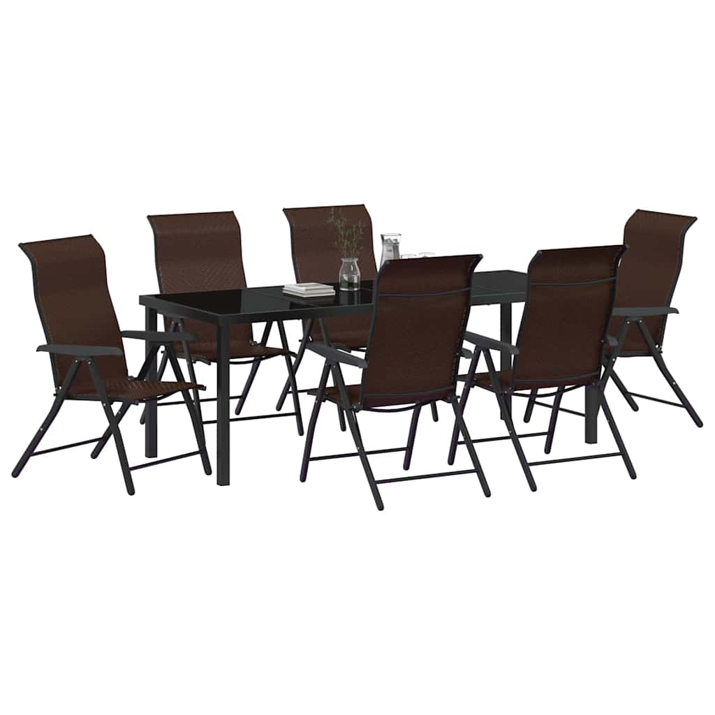 Hage Spisegruppe 7 pcs Brun Pulverlakkert stål