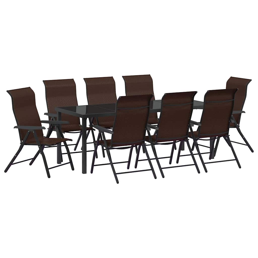 Hage Spisegruppe 9 pcs Brun Pulverlakkert stål