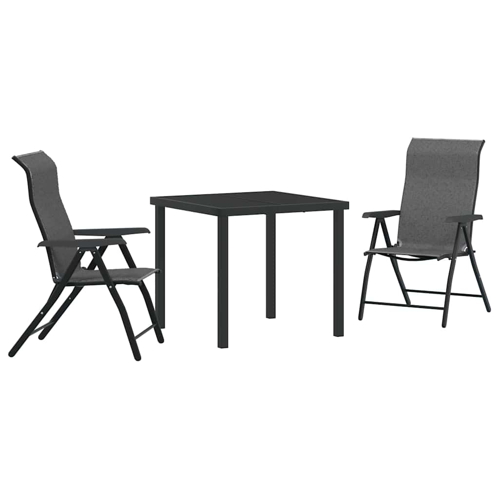 Hage Spisegruppe 3 pcs Grå Pulverlakkert stål