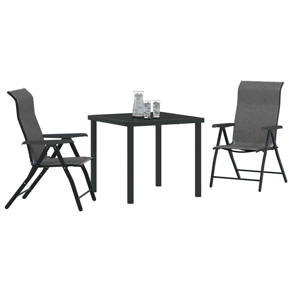 Hage Spisegruppe 3 pcs Grå Pulverlakkert stål