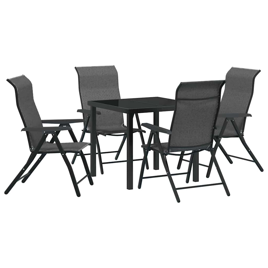 Hage Spisegruppe 5 pcs Grå Pulverlakkert stål