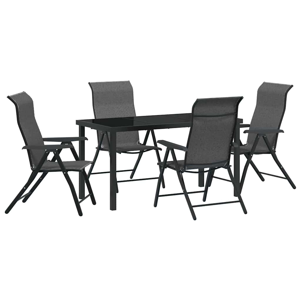 Hage Spisegruppe 5 pcs Grå Pulverlakkert stål
