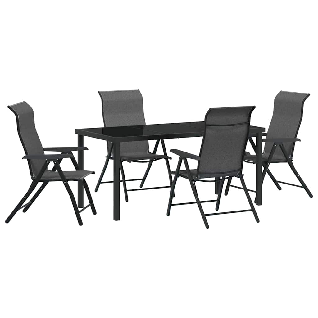 Hage Spisegruppe 5 pcs Grå Pulverlakkert stål