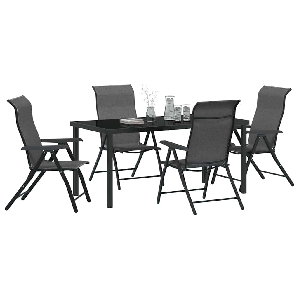 Hage Spisegruppe 5 pcs Grå Pulverlakkert stål