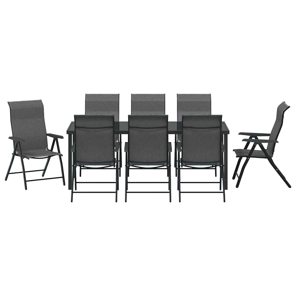 Hage Spisegruppe 9 pcs Grå Pulverlakkert stål