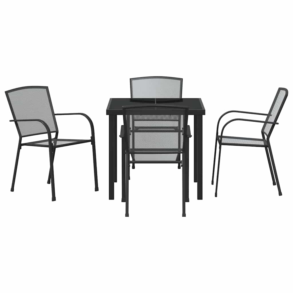Hage Spisegruppe 5 pcs Antrasitt Pulverlakkert stål