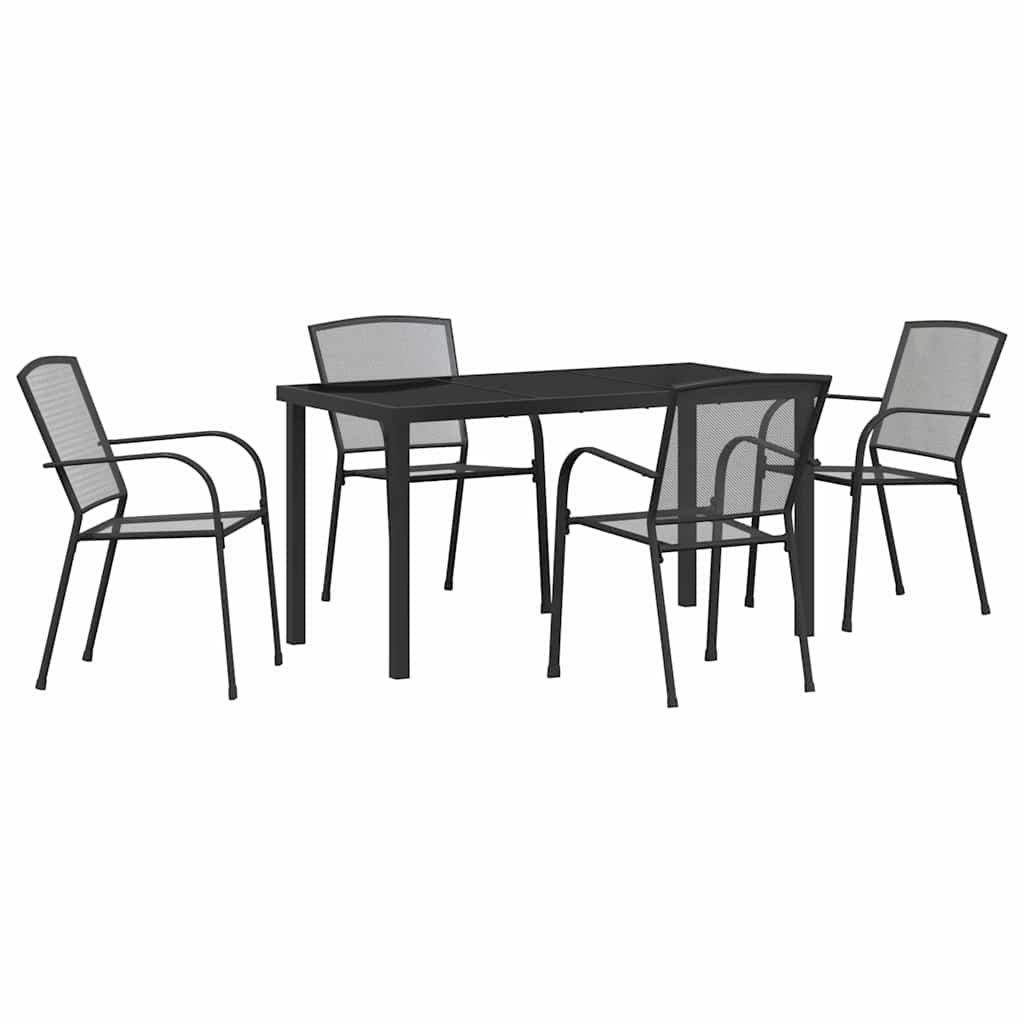 Hage Spisegruppe 5 pcs Antrasitt Pulverlakkert stål