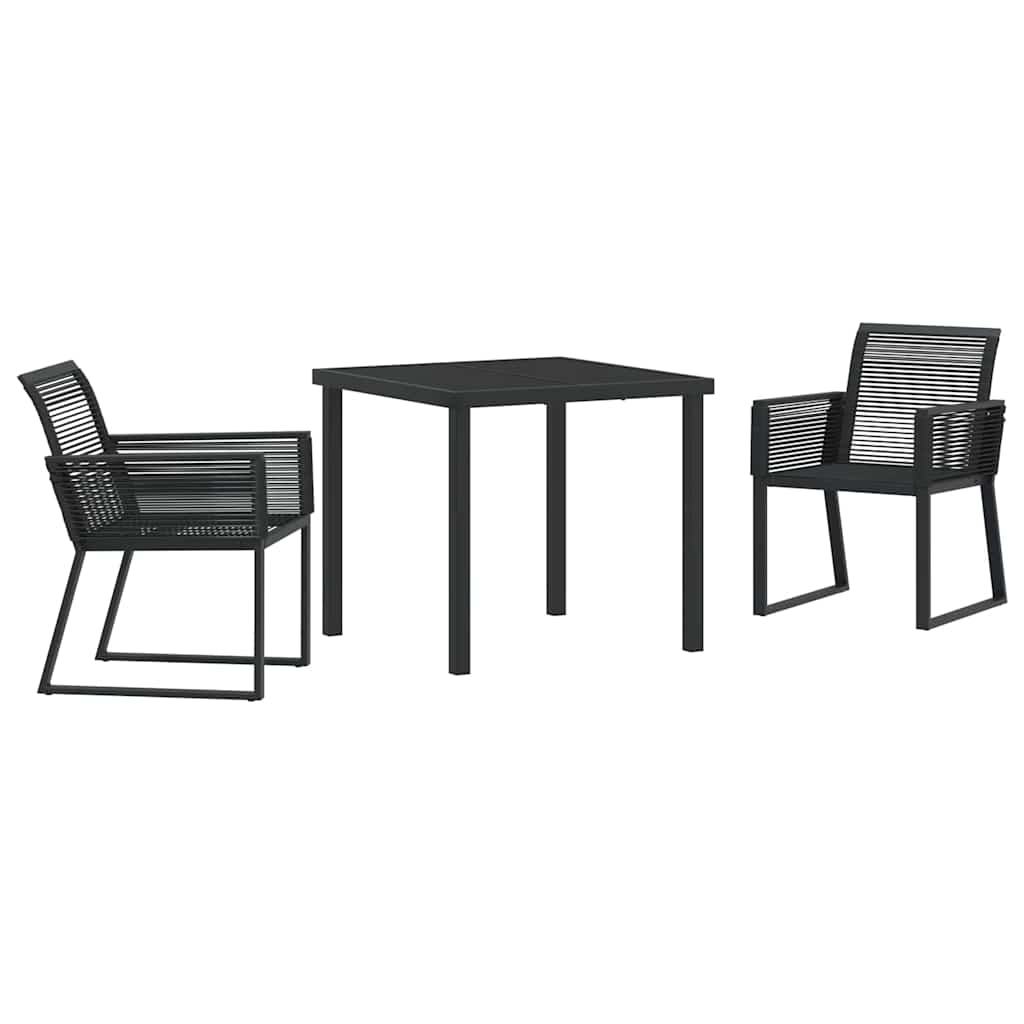 Hage Spisegruppe 3 pcs Svart Pulverlakkert stål