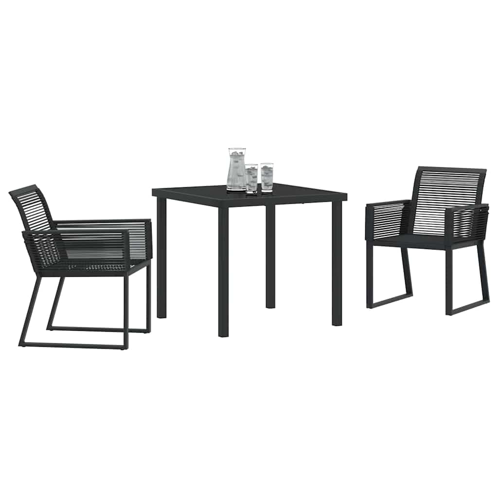Hage Spisegruppe 3 pcs Svart Pulverlakkert stål