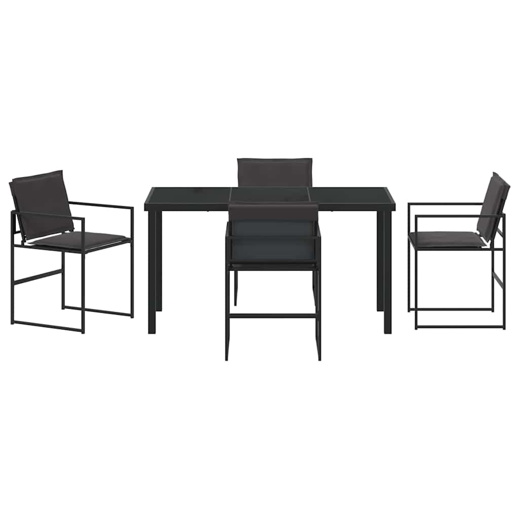 Hage Spisegruppe 5 pcs Svart 140 x 70 x 73 cm Textilene og stål