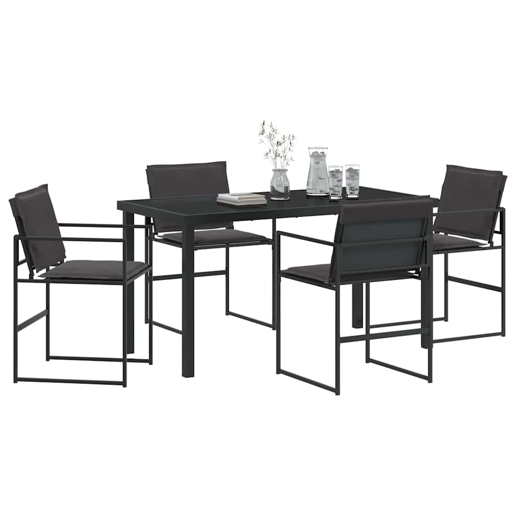 Hage Spisegruppe 5 pcs Svart 140 x 70 x 73 cm Textilene og stål