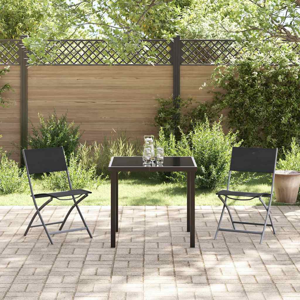 Hage Spisegruppe 3 pcs Svart Pulverlakkert stål