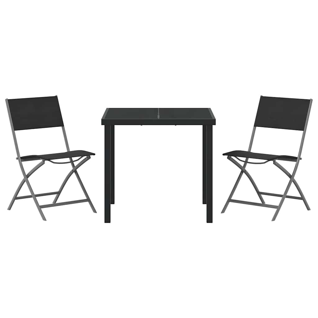 Hage Spisegruppe 3 pcs Svart Pulverlakkert stål