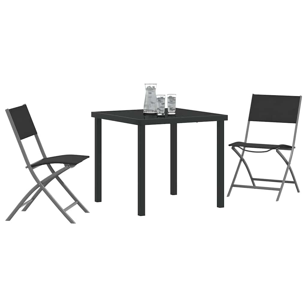Hage Spisegruppe 3 pcs Svart Pulverlakkert stål