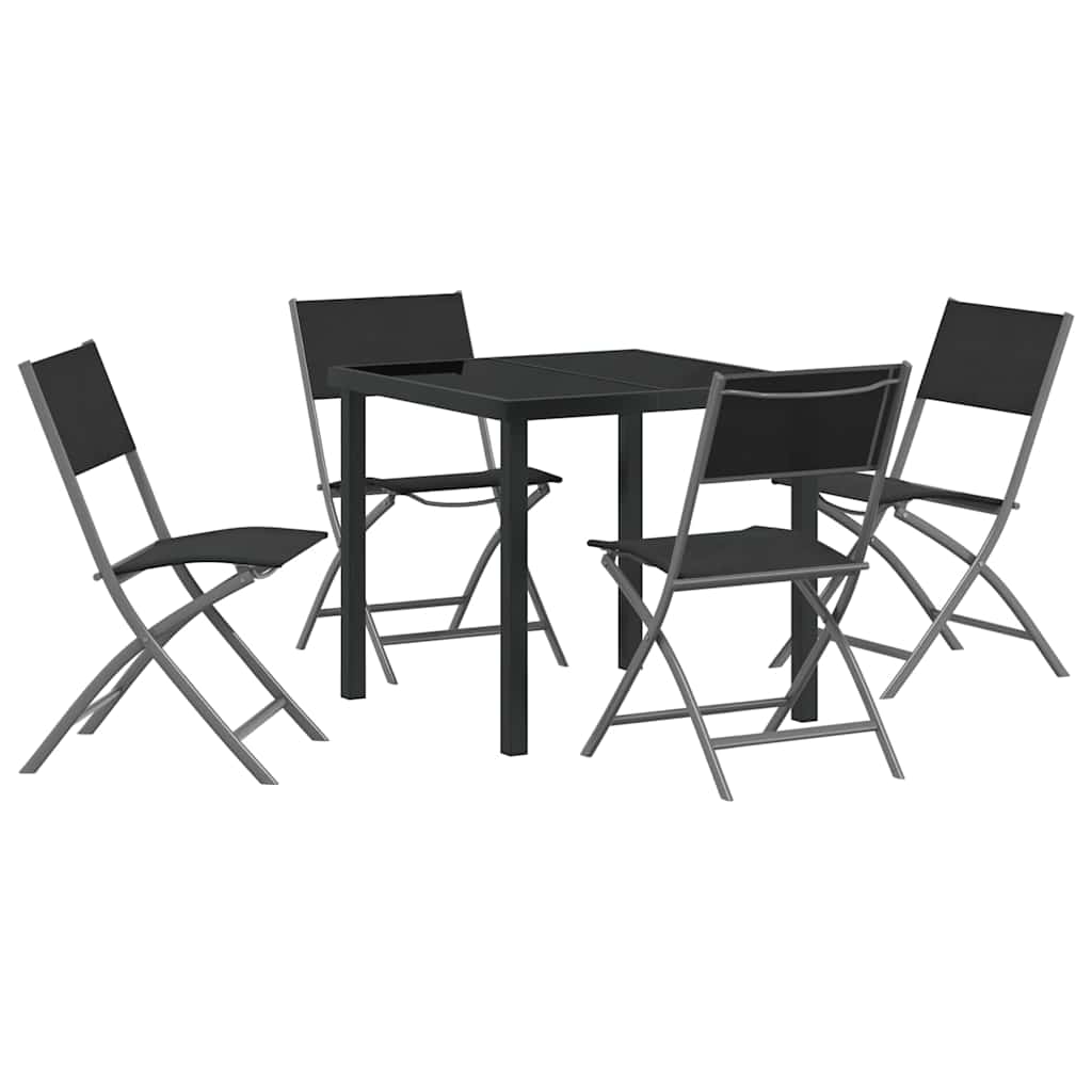 Hage Spisegruppe 5 pcs Svart Pulverlakkert stål