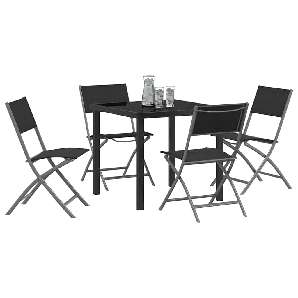 Hage Spisegruppe 5 pcs Svart Pulverlakkert stål