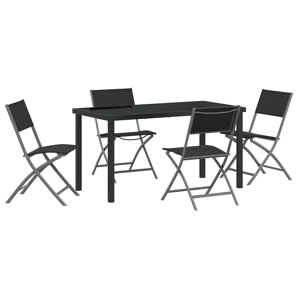 Hage Spisegruppe 5 pcs Svart Pulverlakkert stål