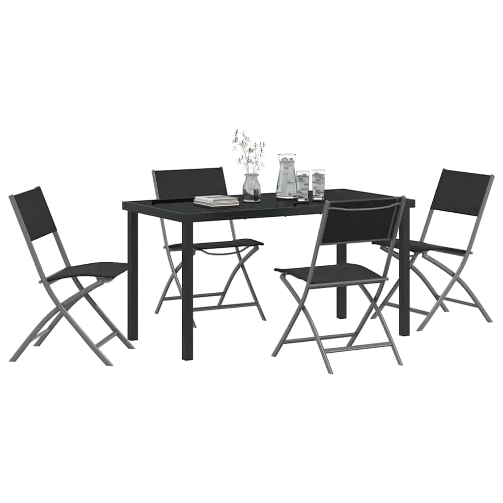 Hage Spisegruppe 5 pcs Svart Pulverlakkert stål
