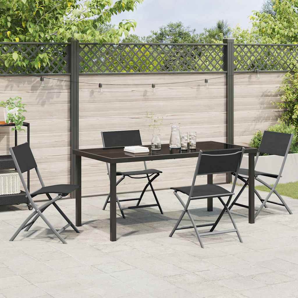 Hage Spisegruppe 5 pcs Svart Pulverlakkert stål
