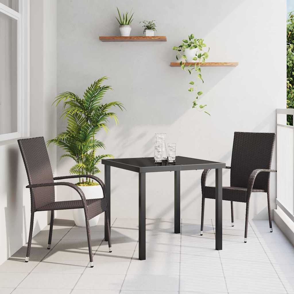 Hage Spisegruppe 3 pcs Brun Pulverlakkert stål
