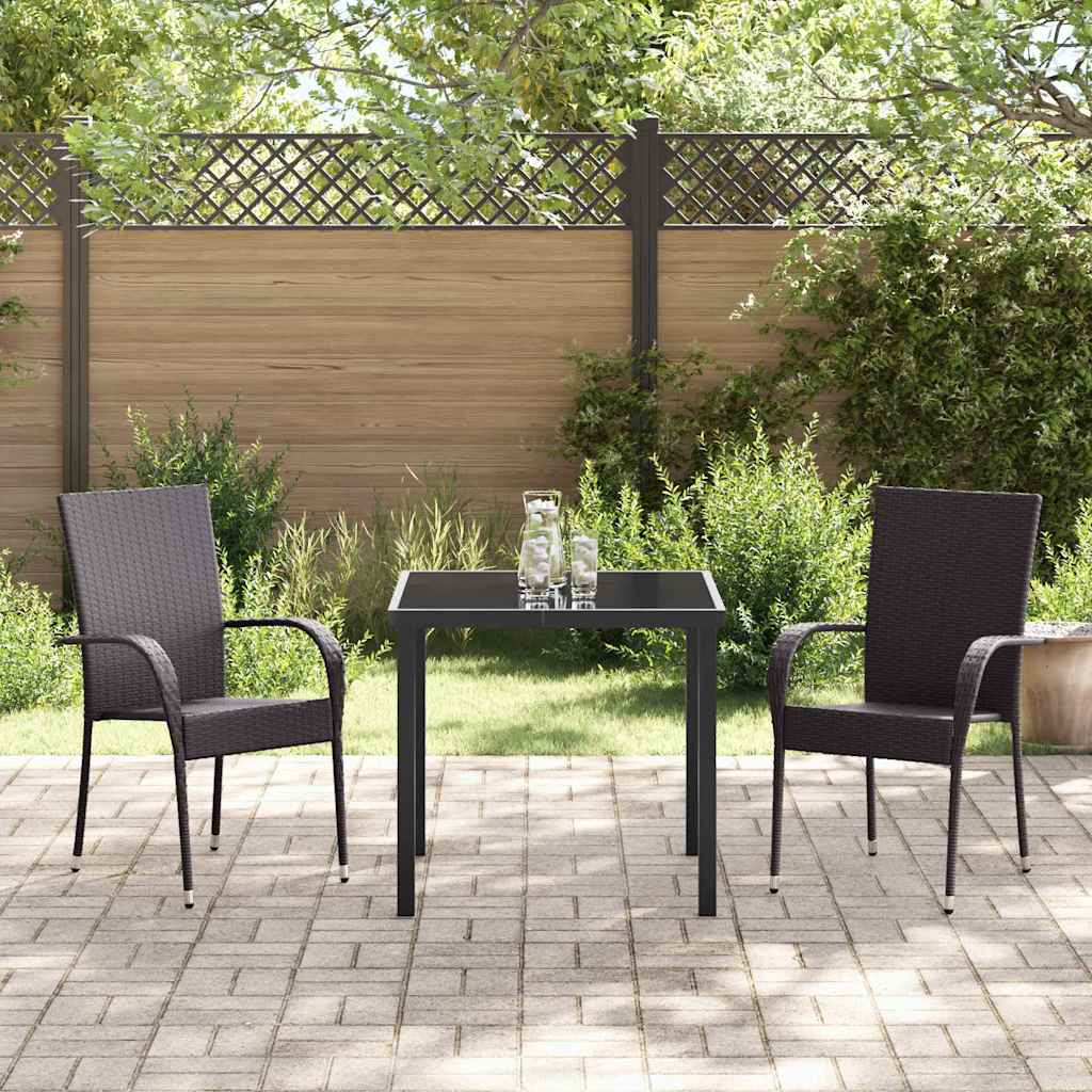 Hage Spisegruppe 3 pcs Brun Pulverlakkert stål