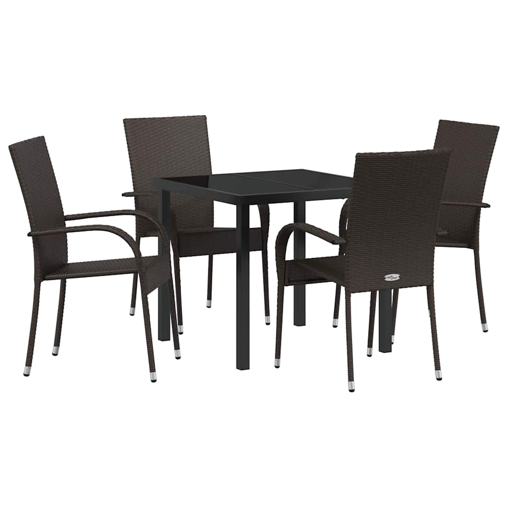Hage Spisegruppe 5 pcs Brun Pulverlakkert stål