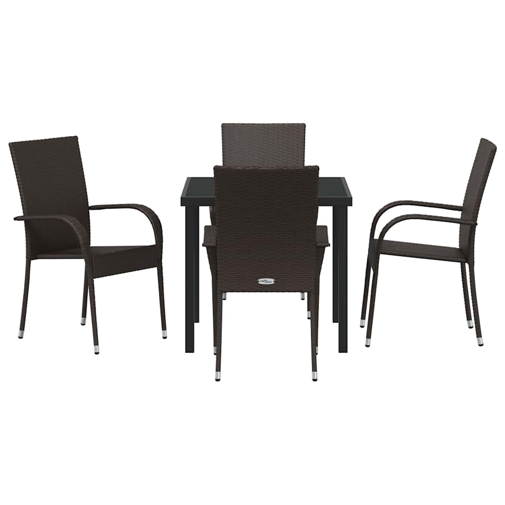 Hage Spisegruppe 5 pcs Brun Pulverlakkert stål