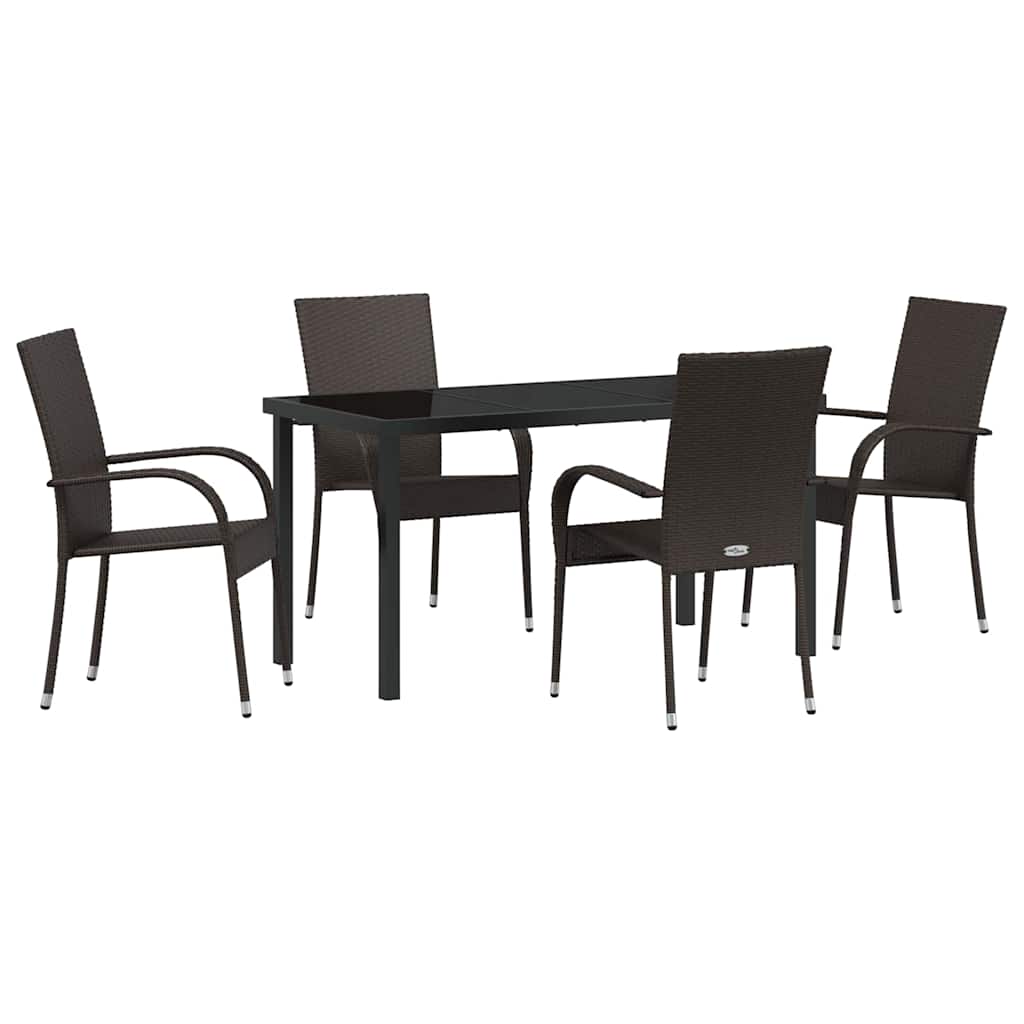 Hage Spisegruppe 5 pcs Brun Pulverlakkert stål