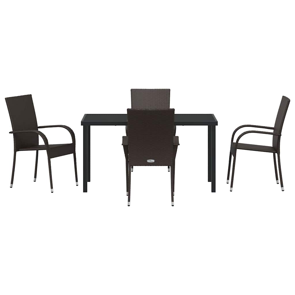 Hage Spisegruppe 5 pcs Brun Pulverlakkert stål