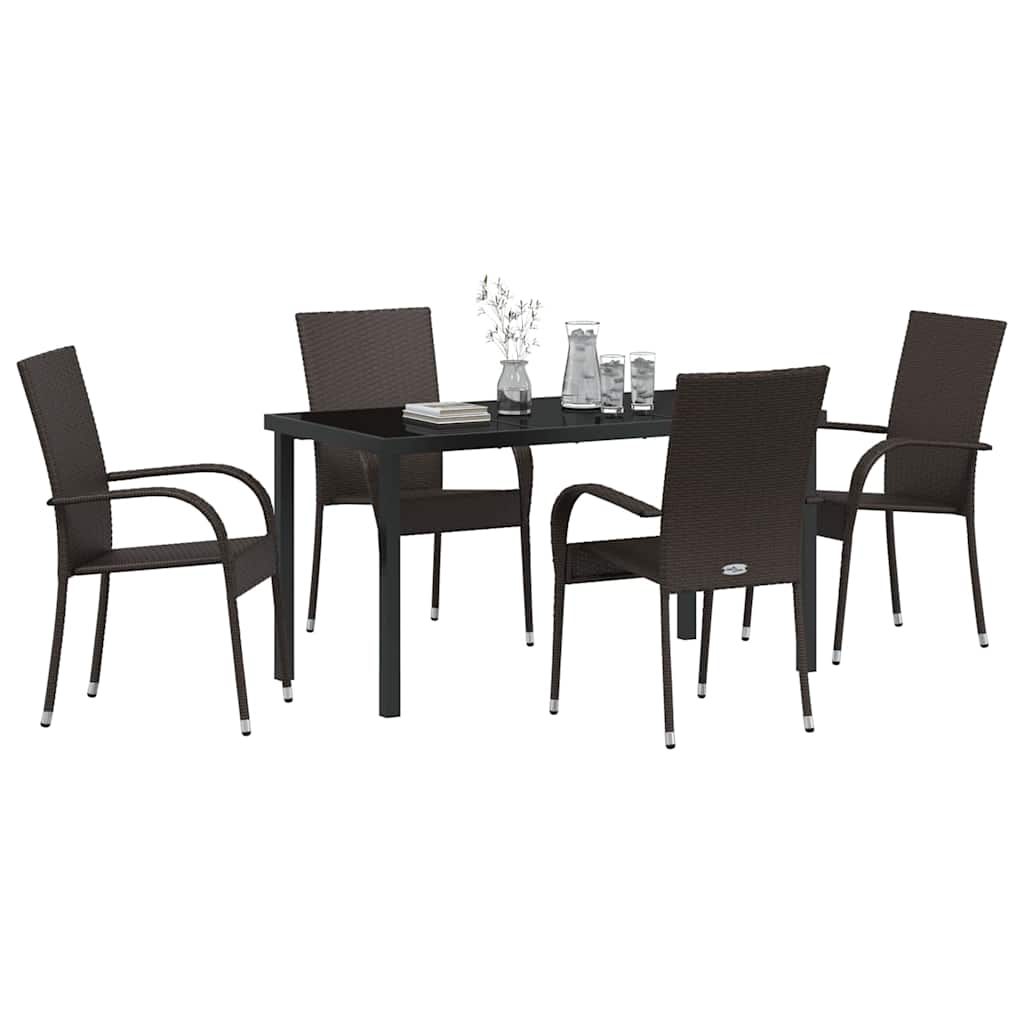 Hage Spisegruppe 5 pcs Brun Pulverlakkert stål
