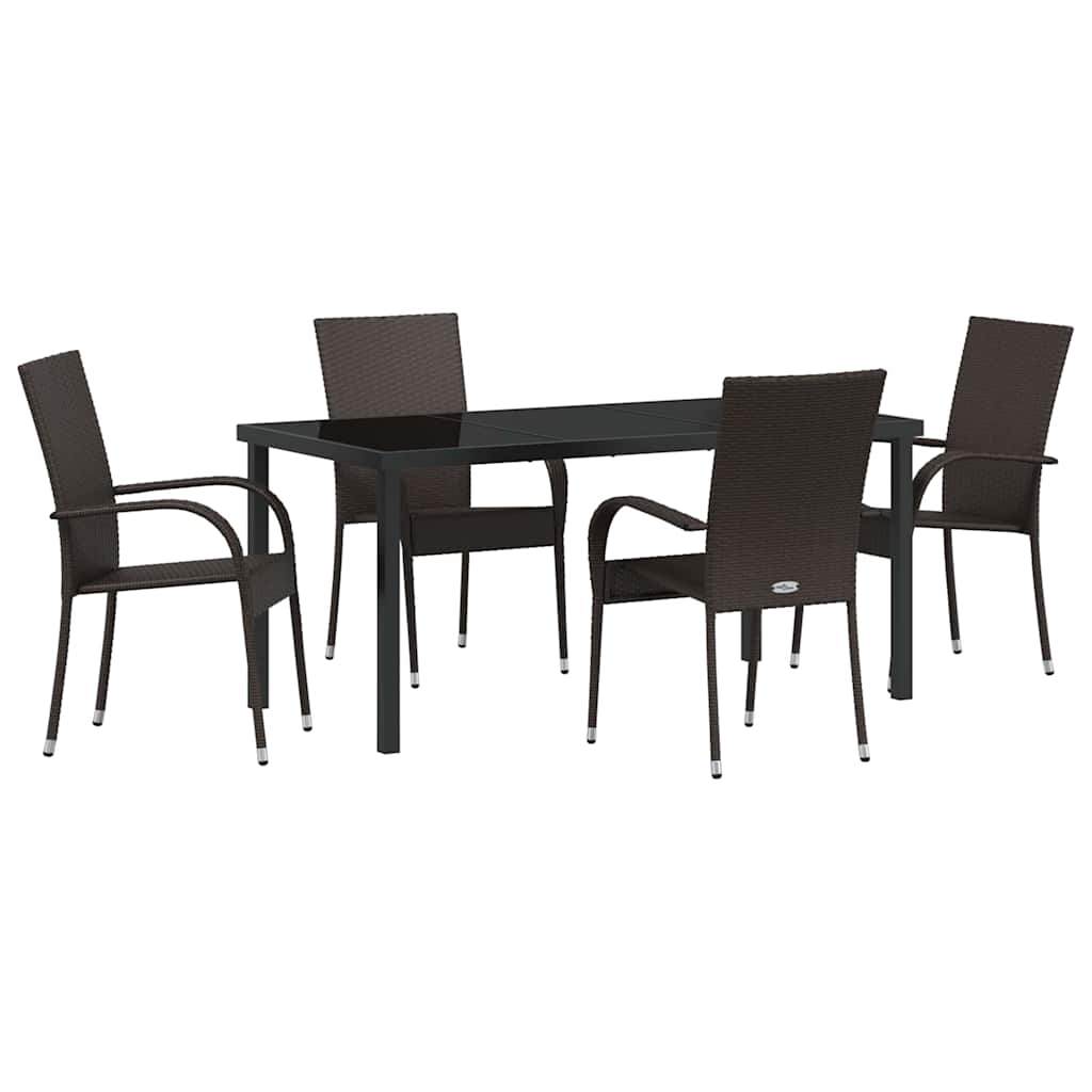 Hage Spisegruppe 5 pcs Brun Pulverlakkert stål
