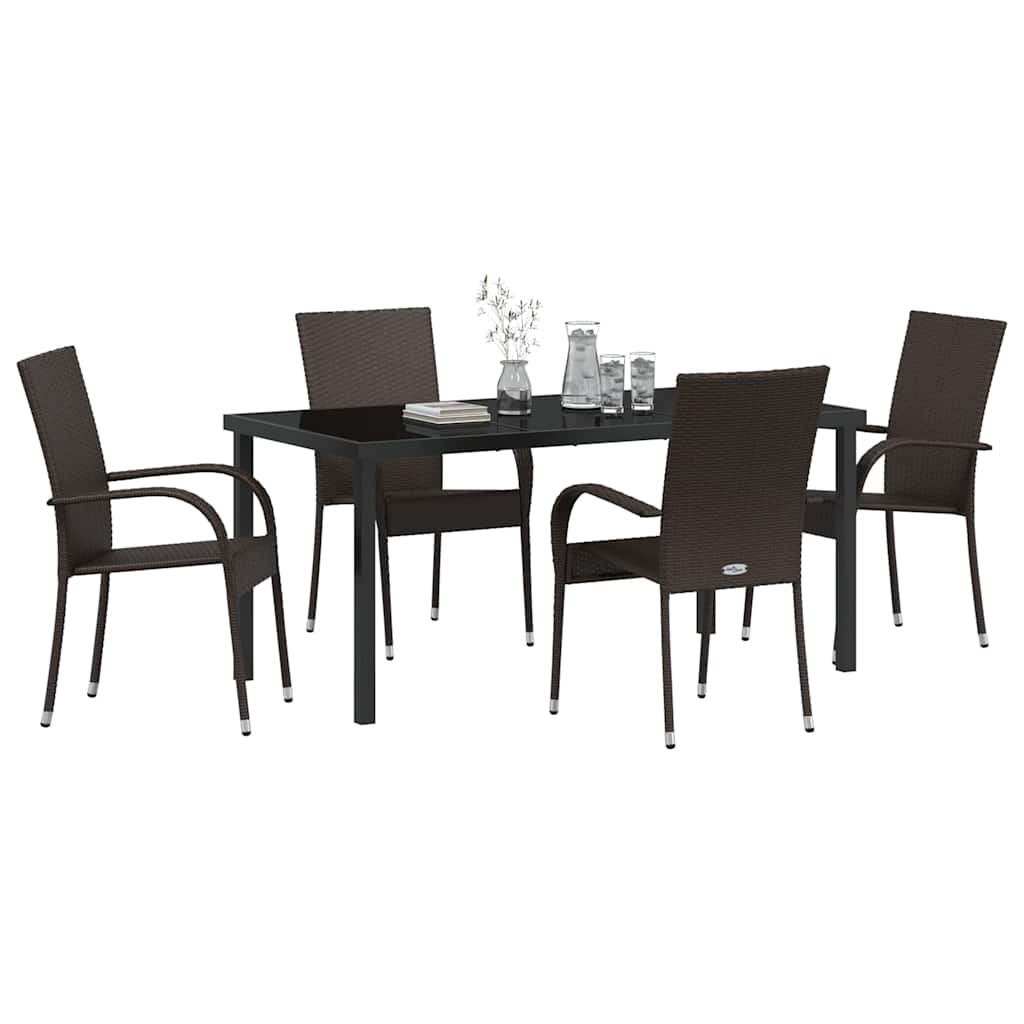 Hage Spisegruppe 5 pcs Brun Pulverlakkert stål