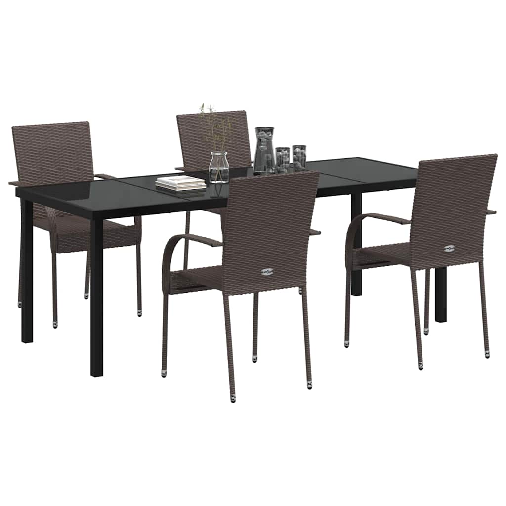 Hage Spisegruppe 5 pcs Brun Pulverlakkert stål