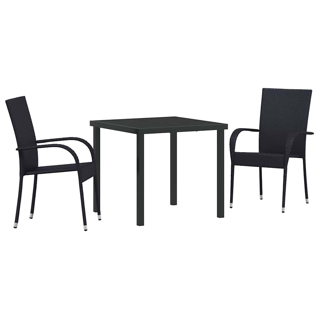 Hage Spisegruppe 3 pcs Svart Pulverlakkert stål