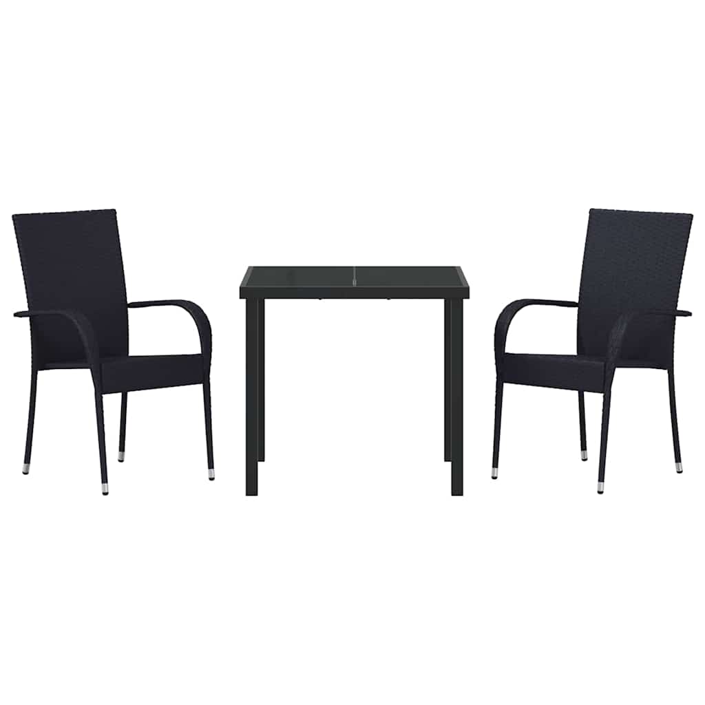Hage Spisegruppe 3 pcs Svart Pulverlakkert stål