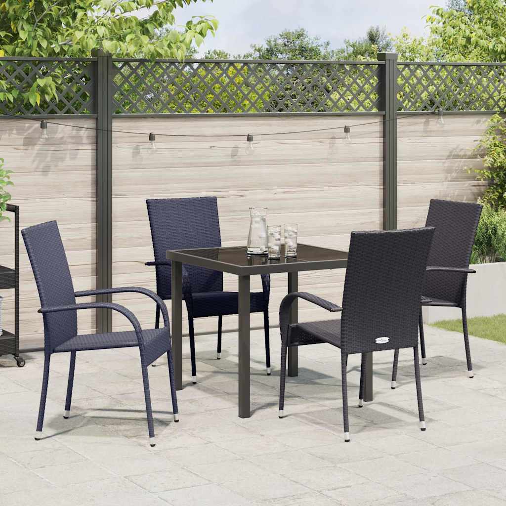 Hage Spisegruppe 5 pcs Svart Pulverlakkert stål