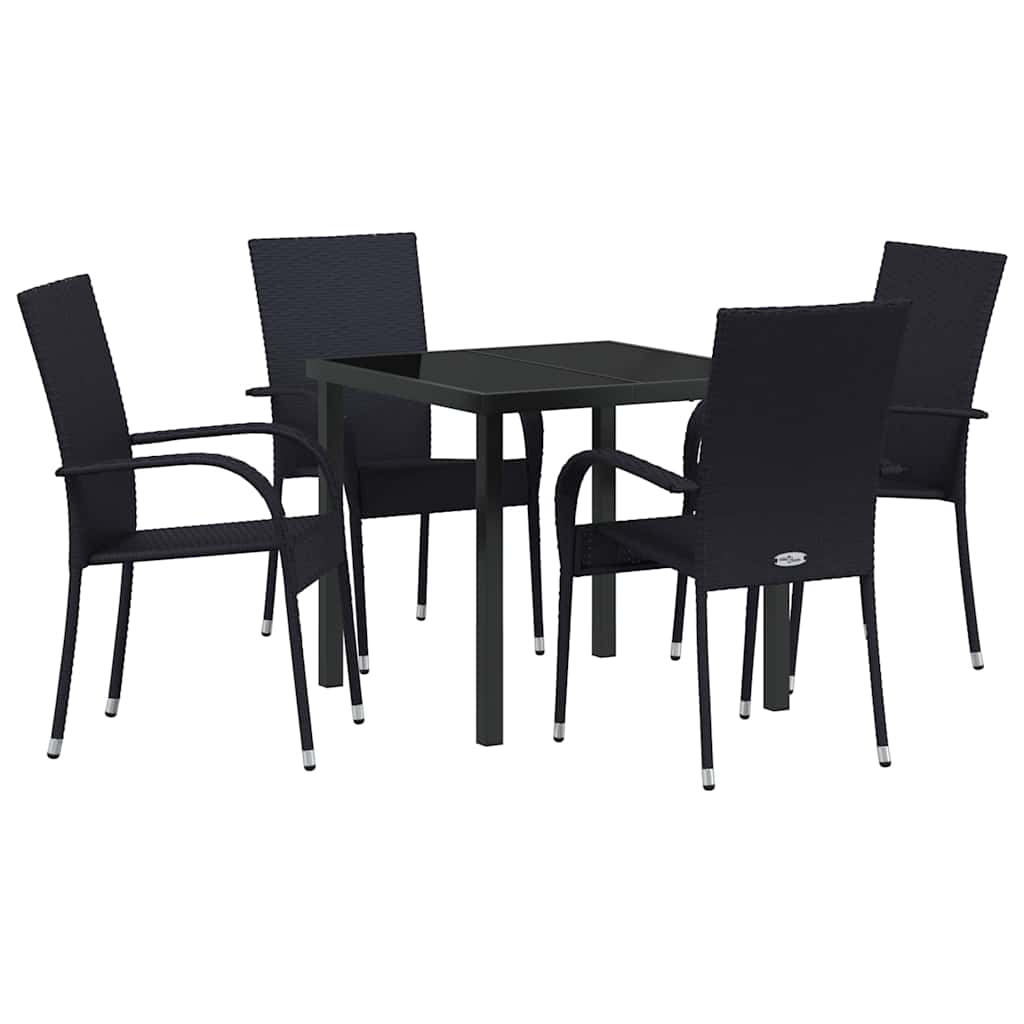 Hage Spisegruppe 5 pcs Svart Pulverlakkert stål