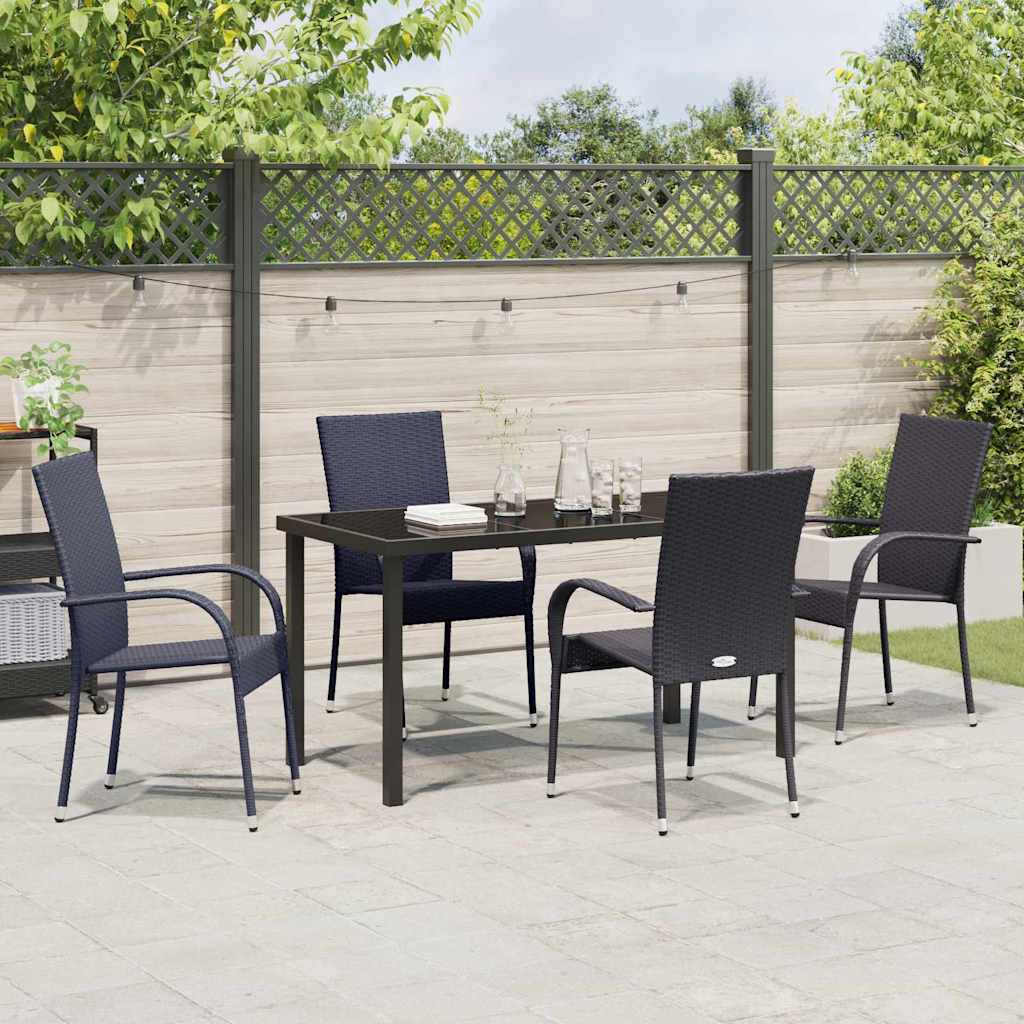 Hage Spisegruppe 5 pcs Svart Pulverlakkert stål