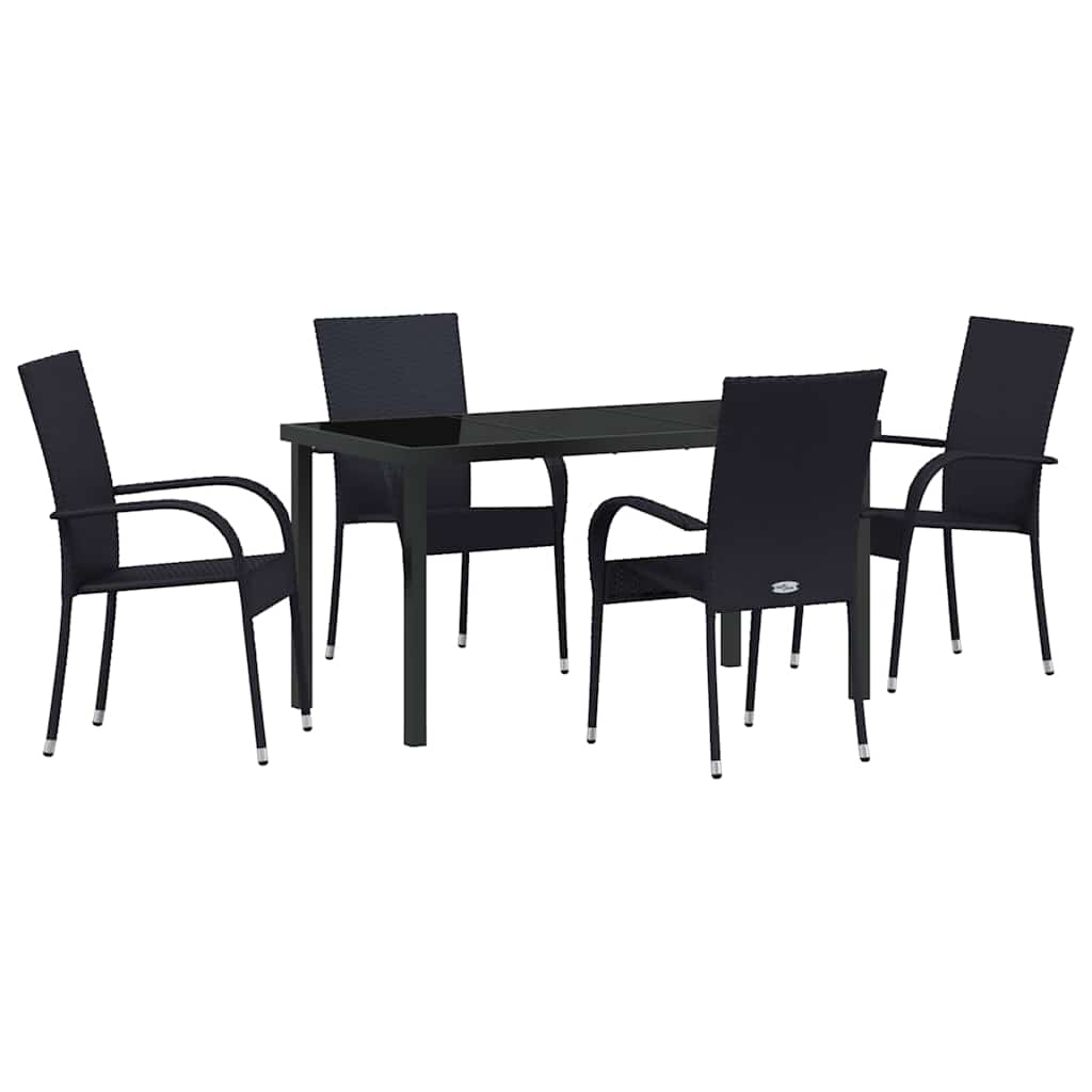 Hage Spisegruppe 5 pcs Svart Pulverlakkert stål