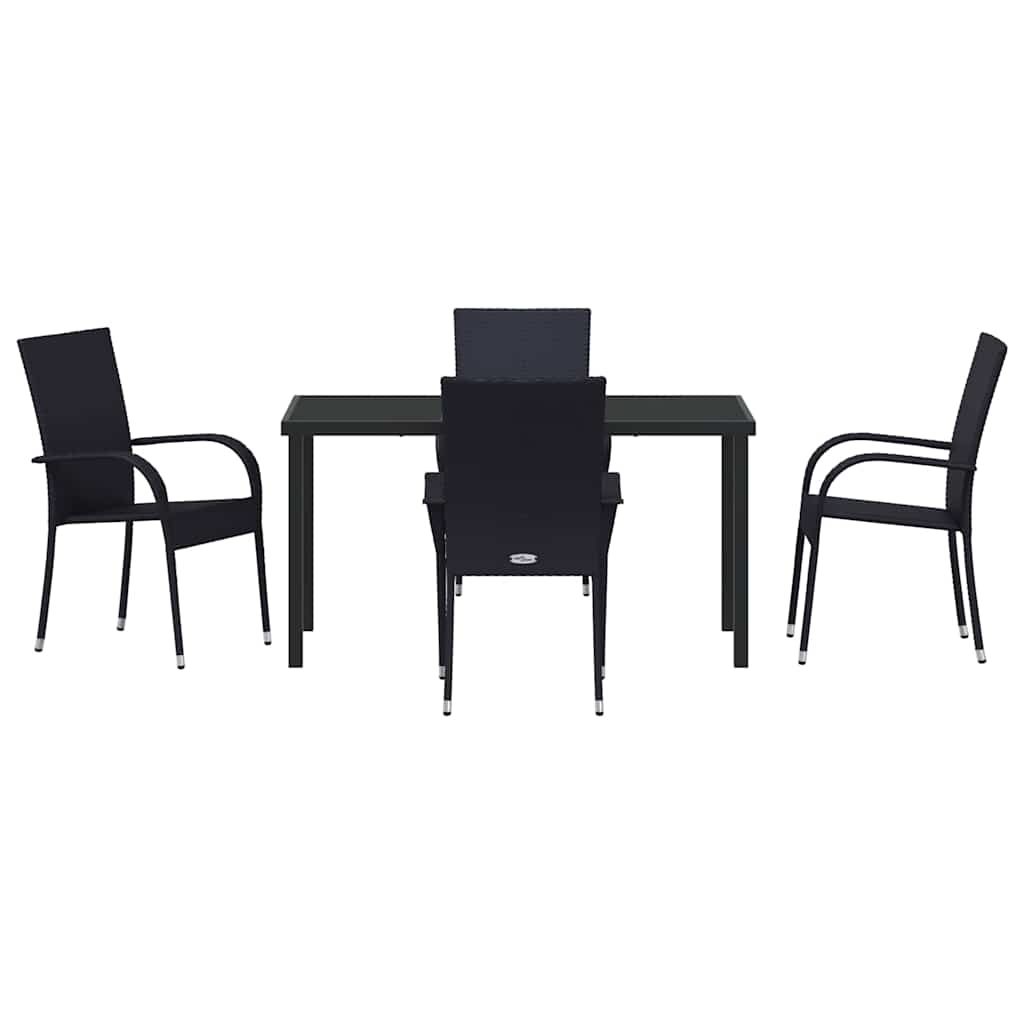 Hage Spisegruppe 5 pcs Svart Pulverlakkert stål