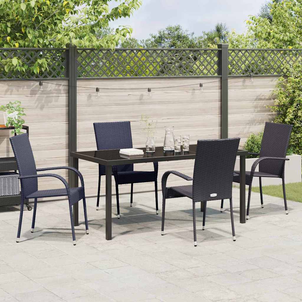 Hage Spisegruppe 5 pcs Svart Pulverlakkert stål