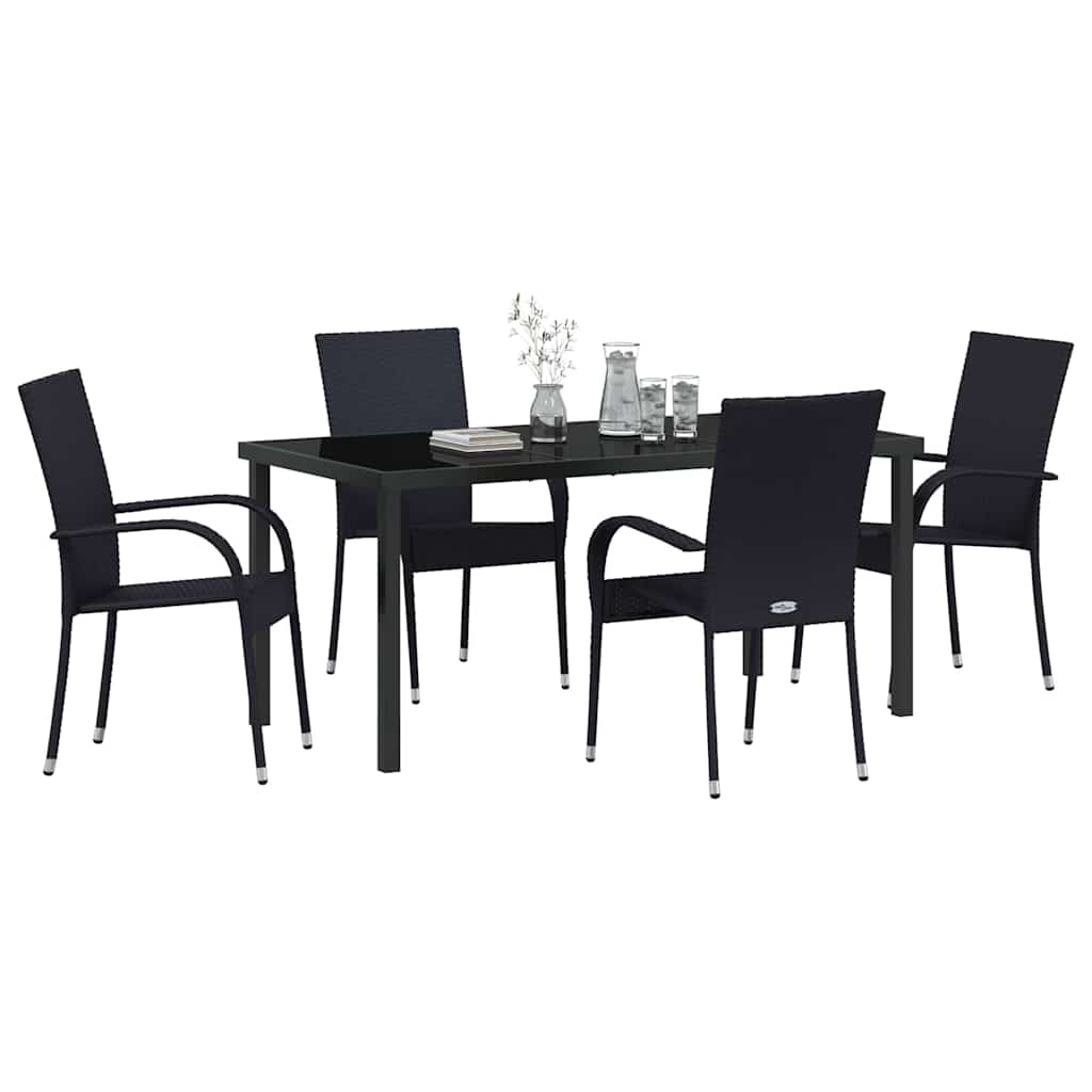 Hage Spisegruppe 5 pcs Svart Pulverlakkert stål