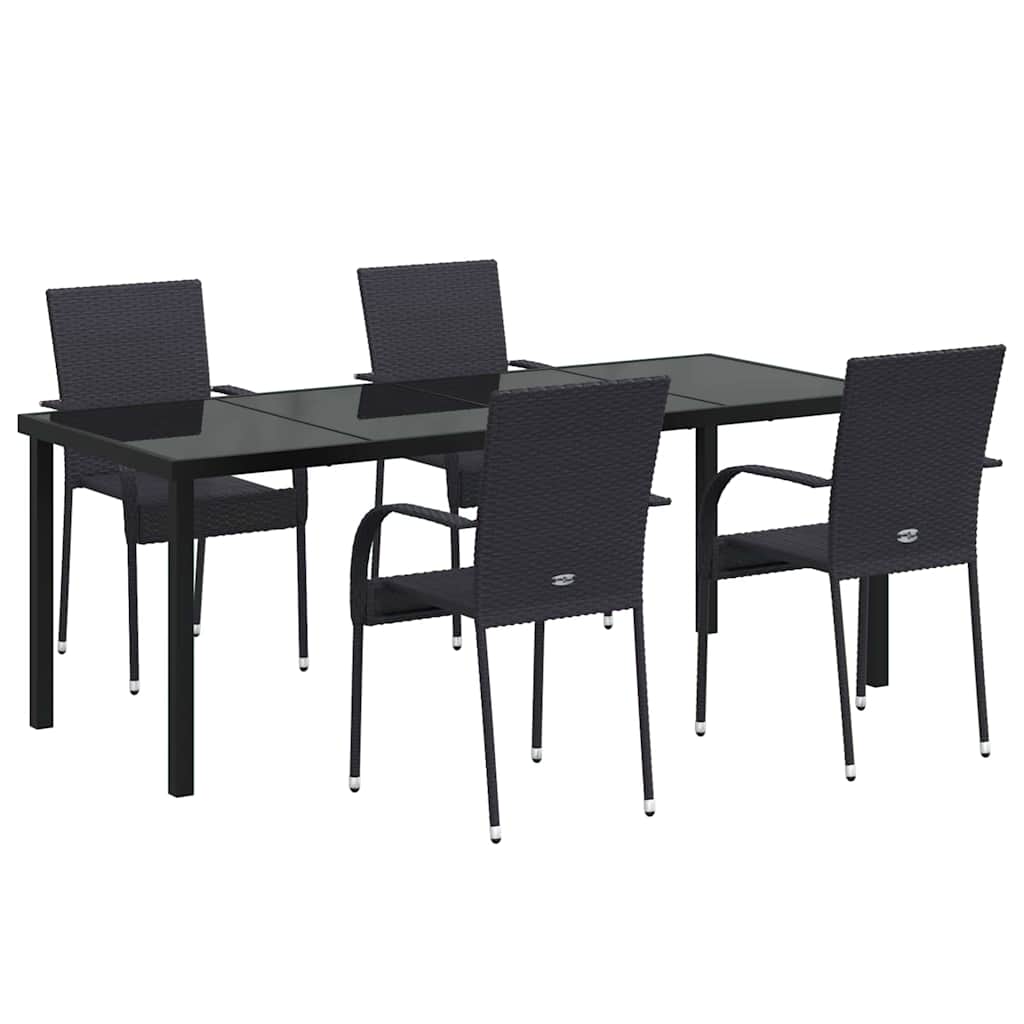 Hage Spisegruppe 5 pcs Svart Pulverlakkert stål