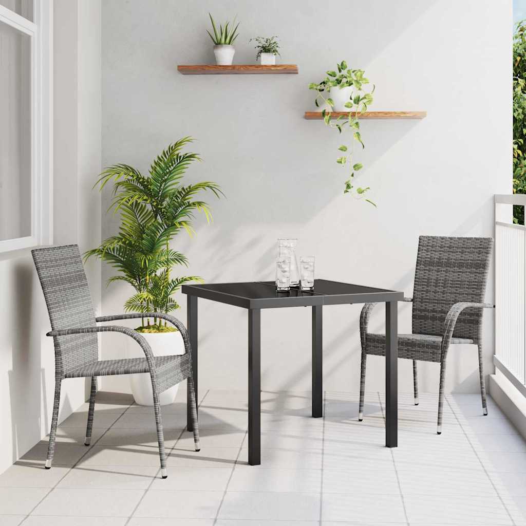 Hage Spisegruppe 3 pcs Grå Pulverlakkert stål